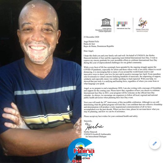UNESCO felicita la 6ta. Versión de Haina de Jazz 2020.