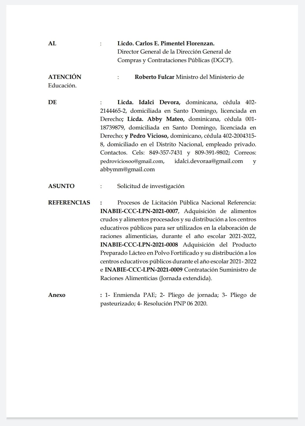 Suplidores solicitan investigación a proceso de compras de almuerzo escolar